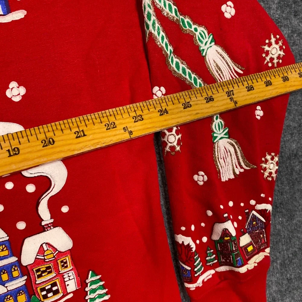 Holiday Time Mens Red Santa Puff Print Christmas Sweatshirt XL Made in USA